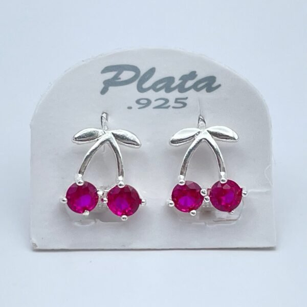 Aretes Huggies Cereza Plata .925