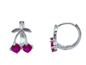 Aretes Huggies Cereza Plata .925