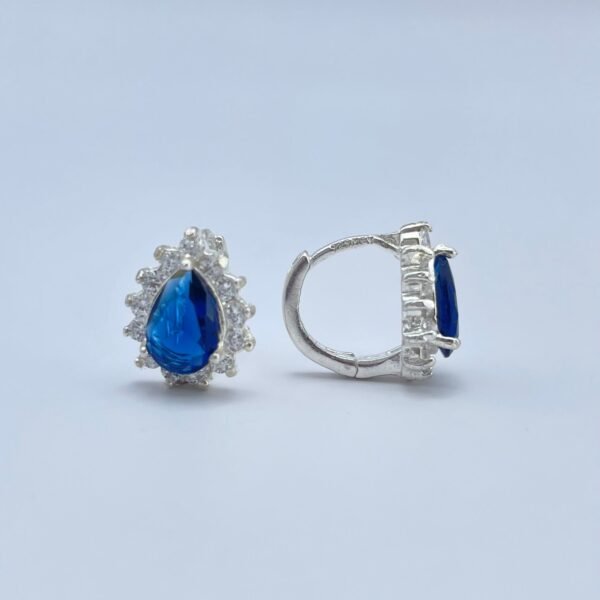 Aretes Plata 925 Huggies Gota Azul Aretes Plata 925 Huggies Gota Azul