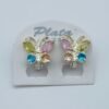 Aretes Plata .925 Huggies Mariposa Multicolor