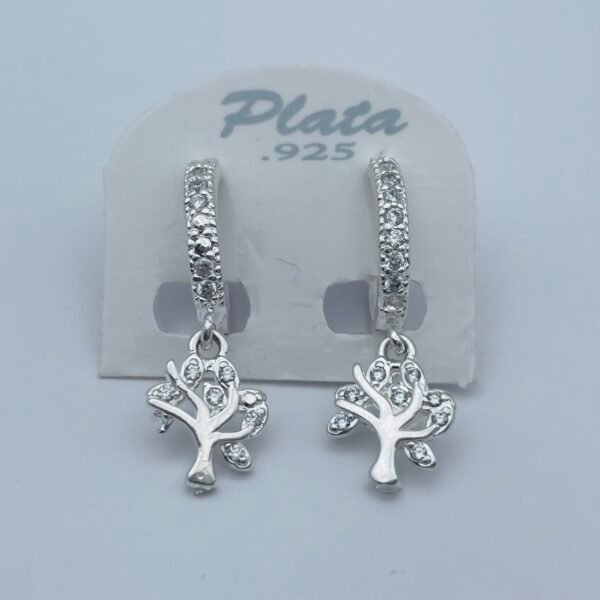 Aretes Plata .925 Huggies Arbol de la vida