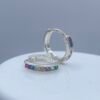 Aretes Huggies Microzirconia Multicolor Plata .925
